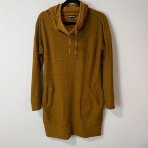 Toad & Co Womens Intermosso Hooded Dress Small Mustard Yellow Long Sleeve